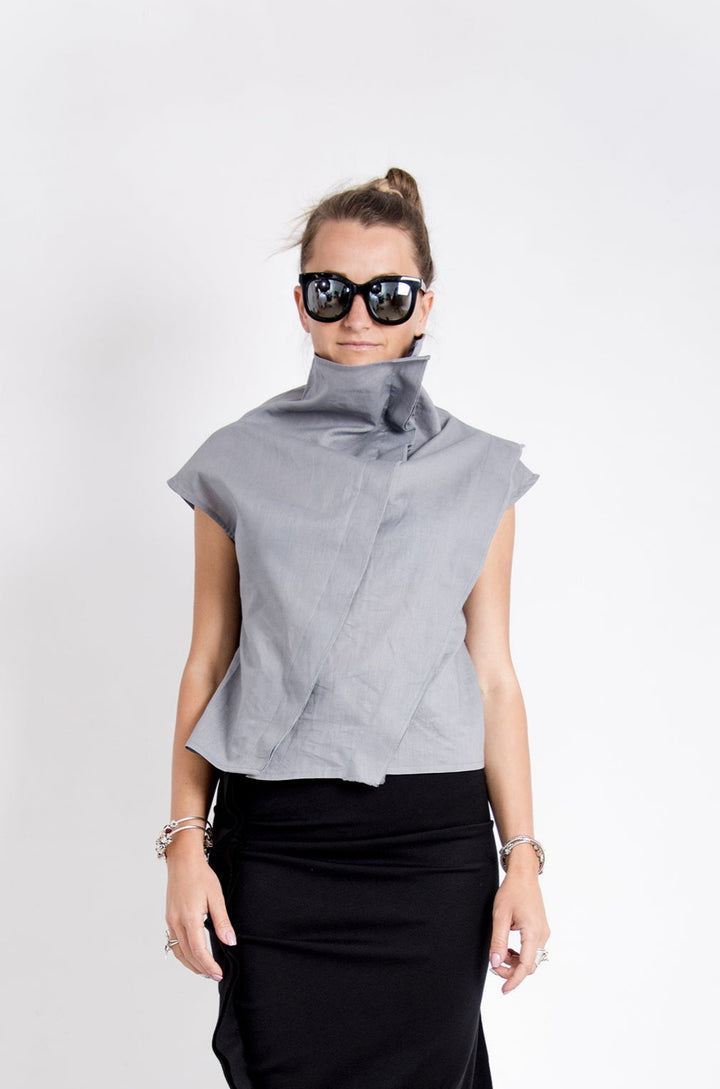 Black Linen Avant Garde Top