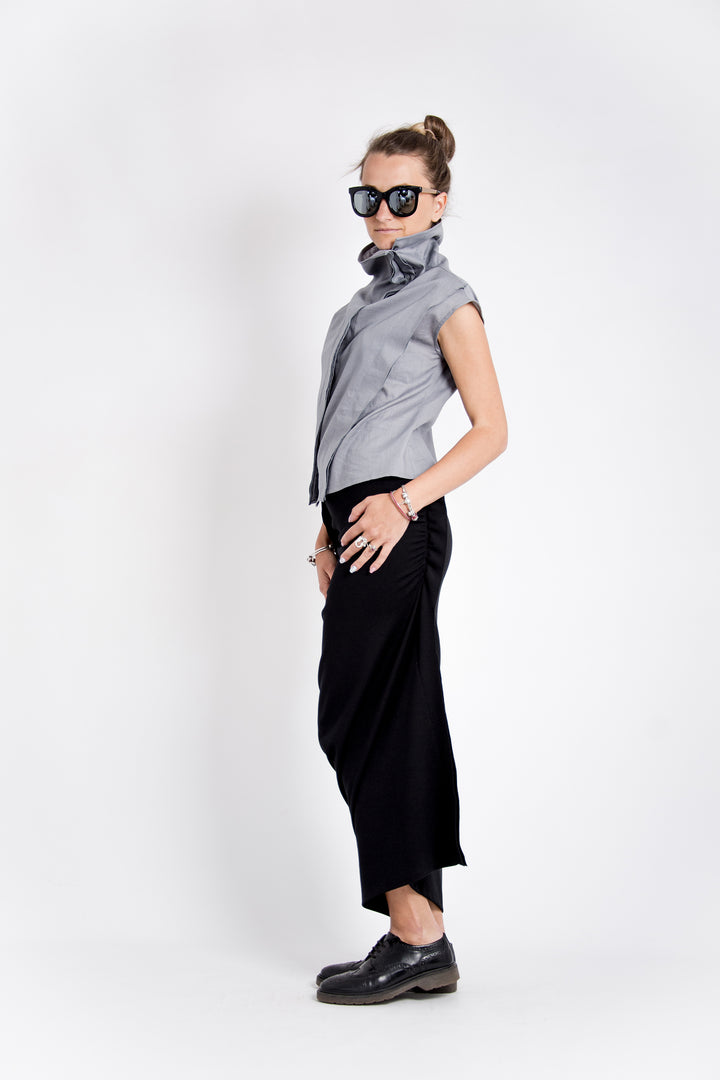 Black Linen Avant Garde Top