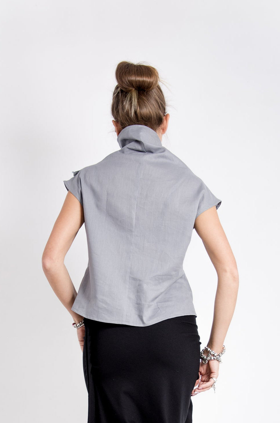 Black Linen Avant Garde Top