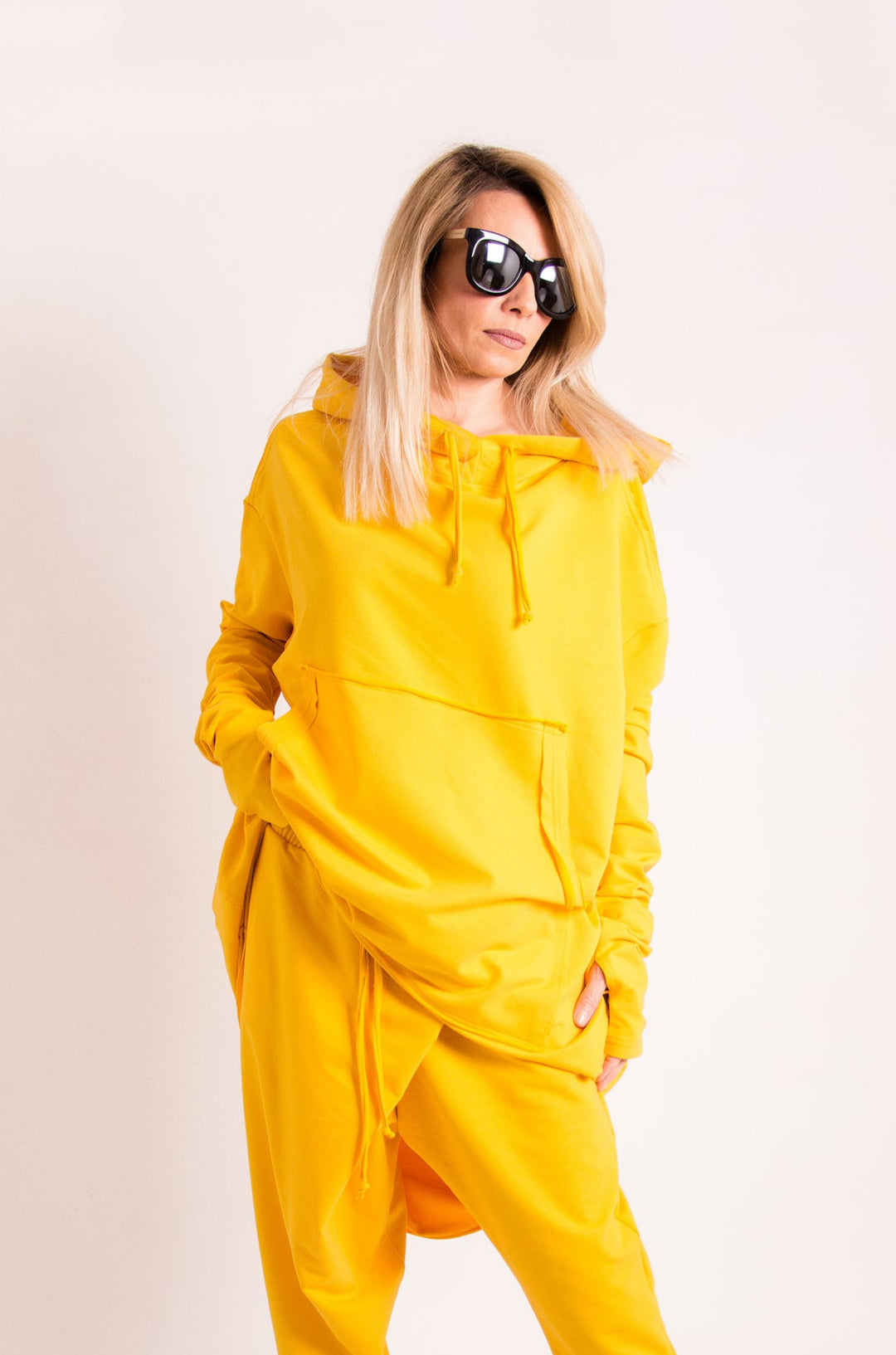 Yellow Asymmetrical Women's Hoodie