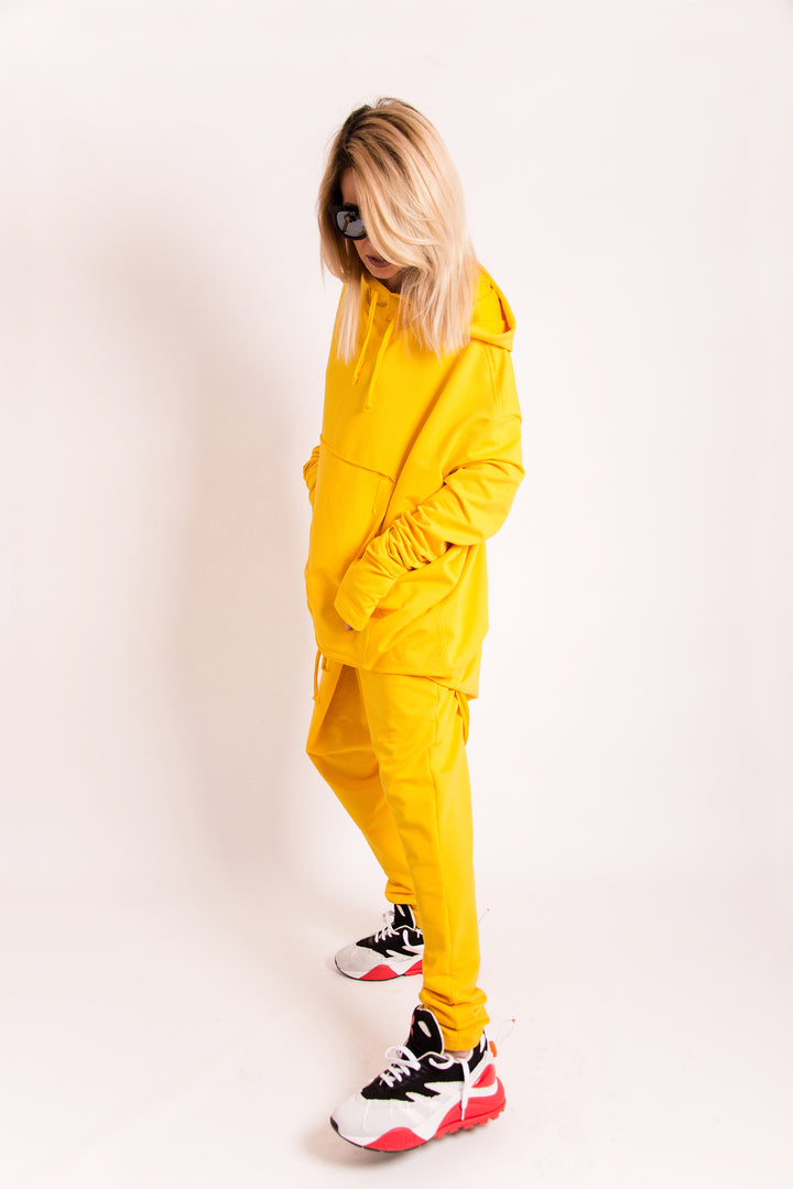 Yellow Activewear Set - Hooded Sweatshirt and Harem Pants