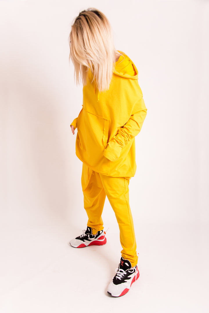 Yellow Activewear Set - Hooded Sweatshirt and Harem Pants