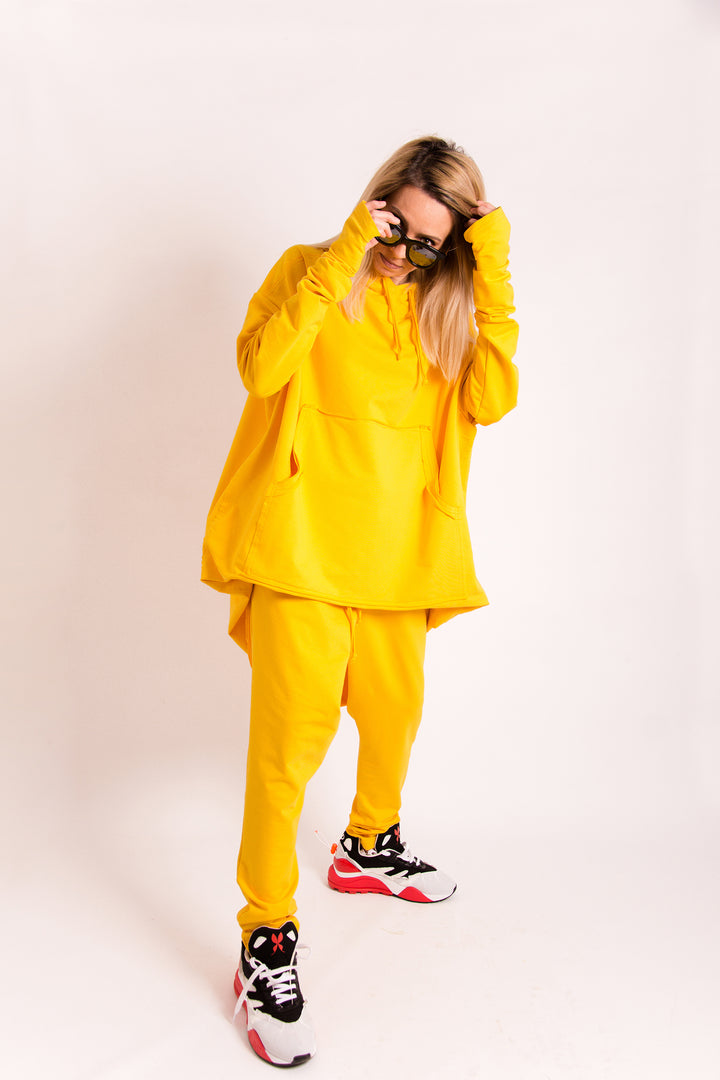 Yellow Activewear Set - Hooded Sweatshirt and Harem Pants