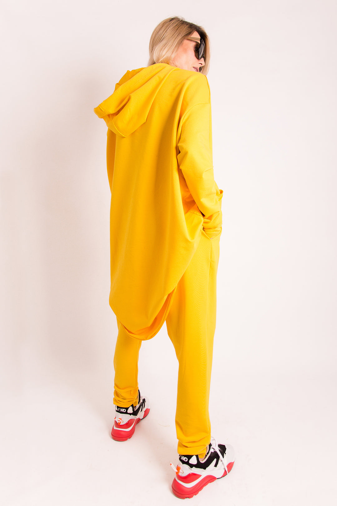 Yellow Activewear Set - Hooded Sweatshirt and Harem Pants