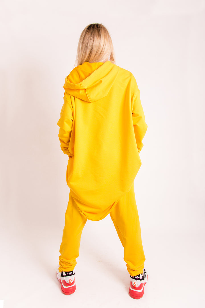 Yellow Activewear Set - Hooded Sweatshirt and Harem Pants