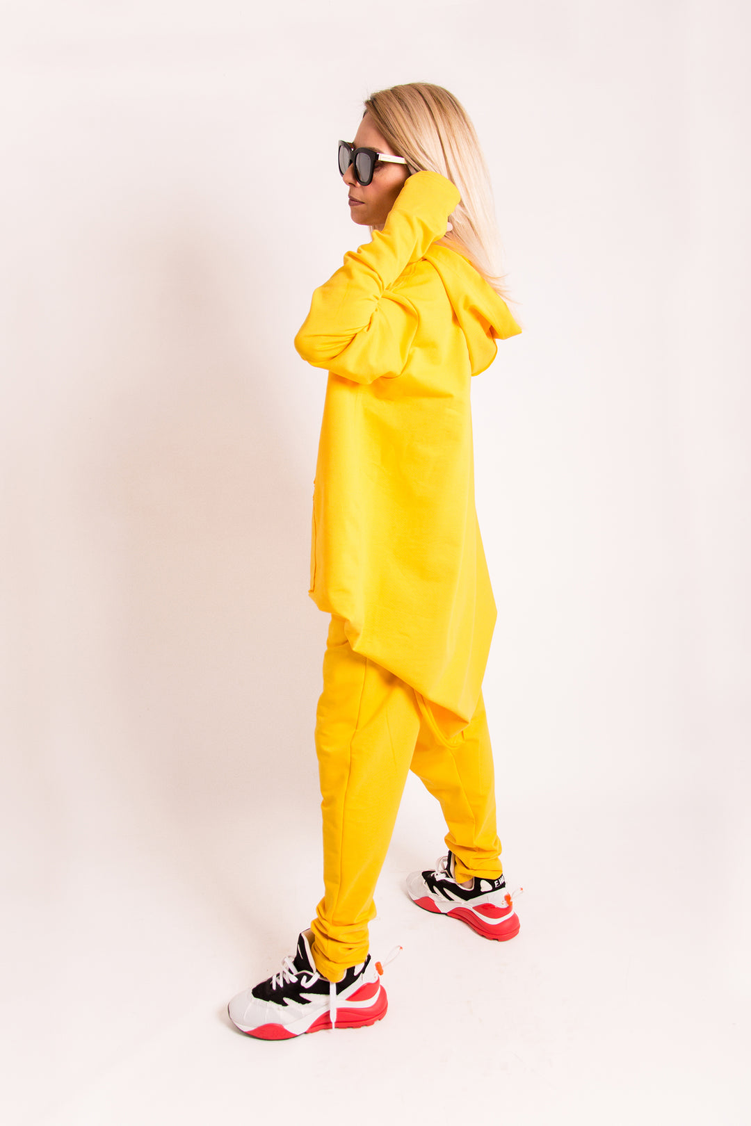 Yellow Activewear Set - Hooded Sweatshirt and Harem Pants