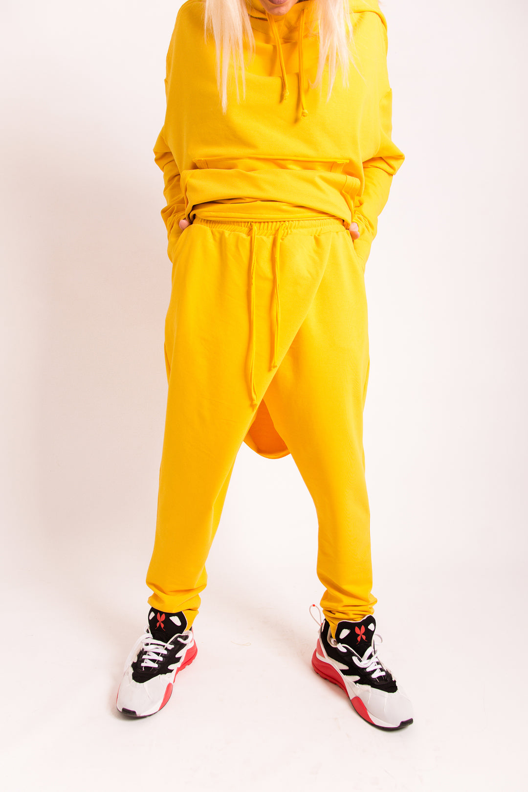 Yellow Activewear Set - Hooded Sweatshirt and Harem Pants