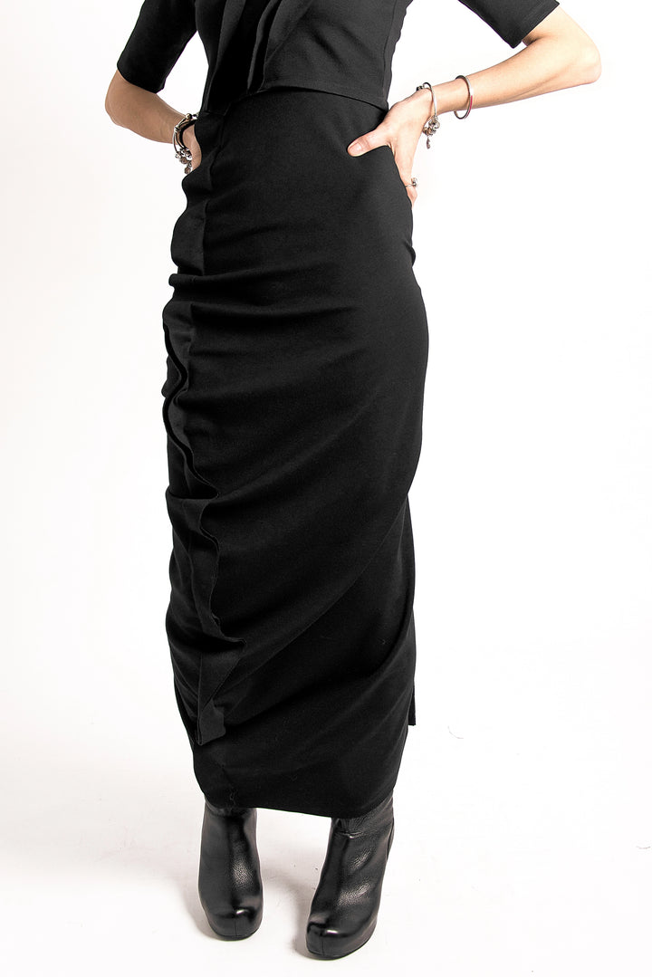 High Waist Long Black Skirt