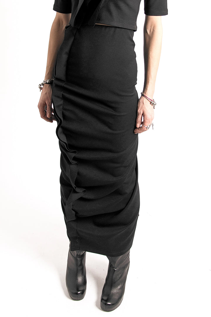 High Waist Long Black Skirt