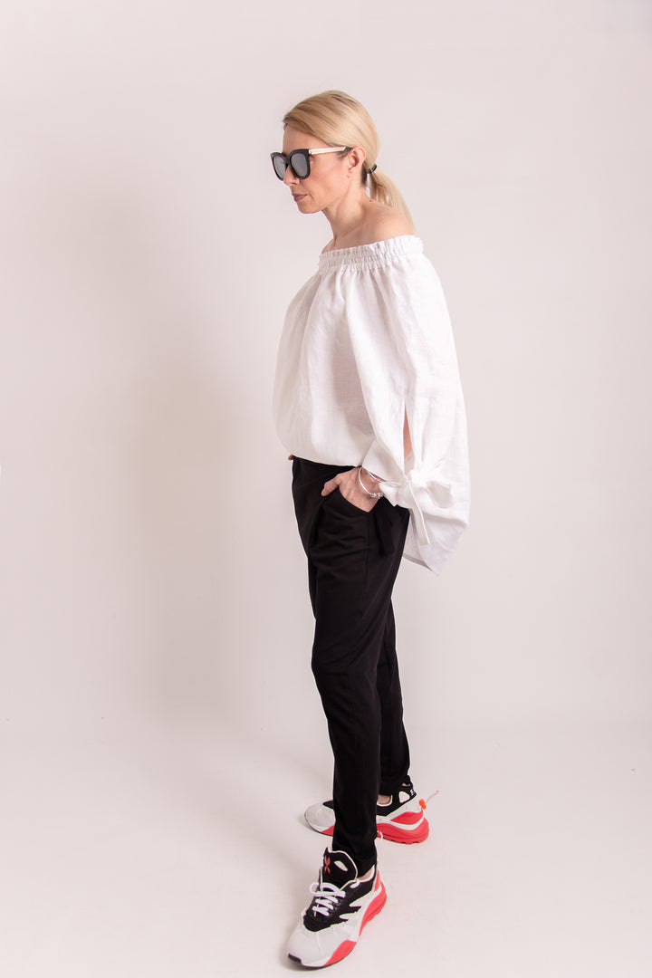 White Linen Oversized Blouse