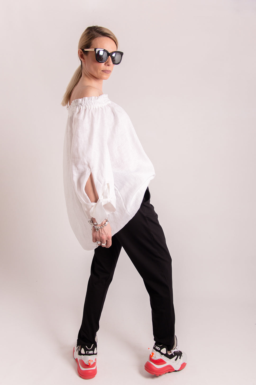 White Linen Oversized Blouse