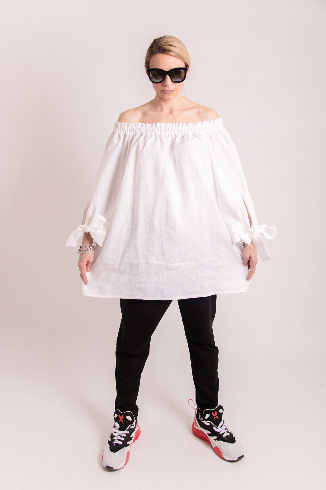 White Linen Oversized Blouse