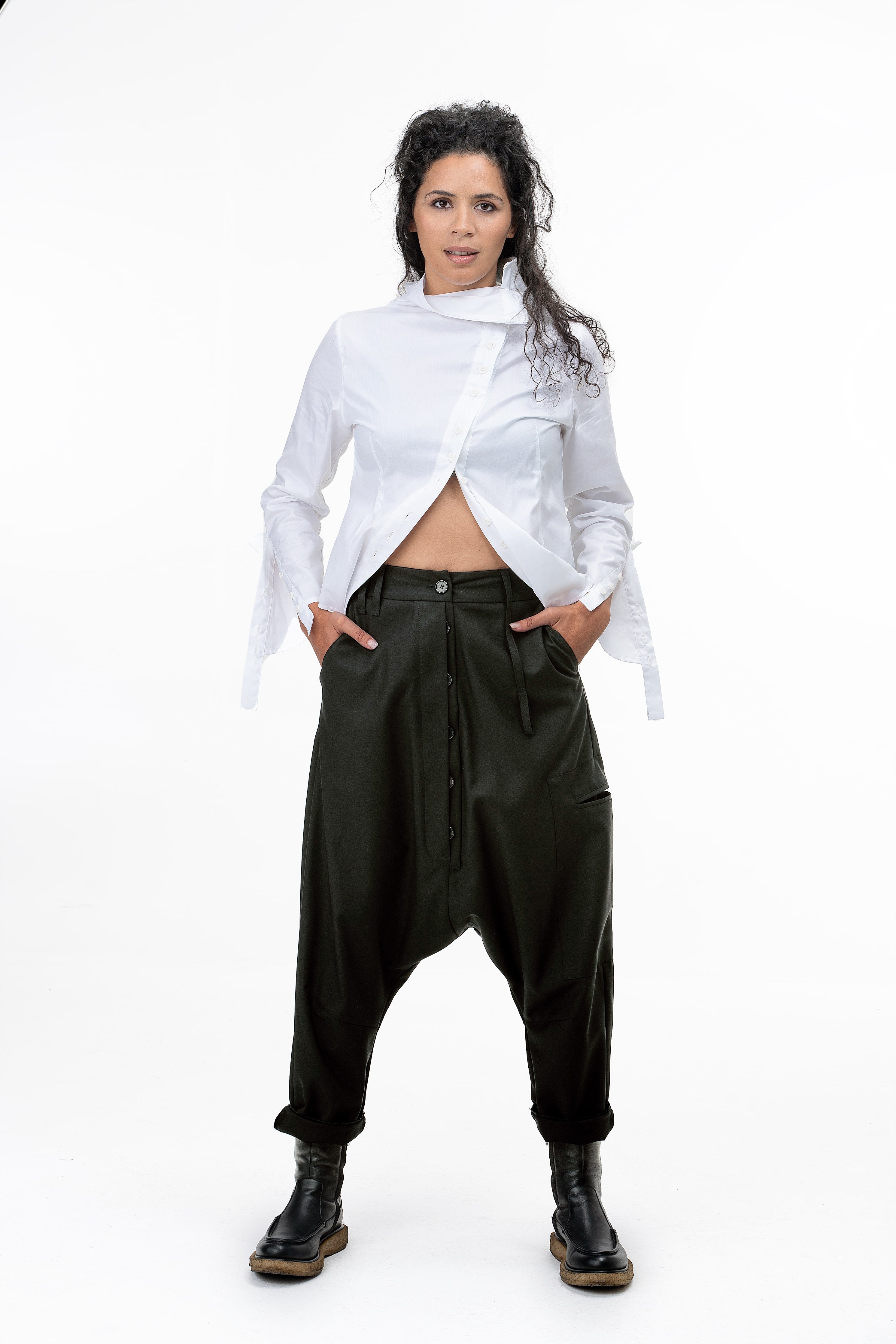 Solid color women harem pants in Black PP0004 020000 10