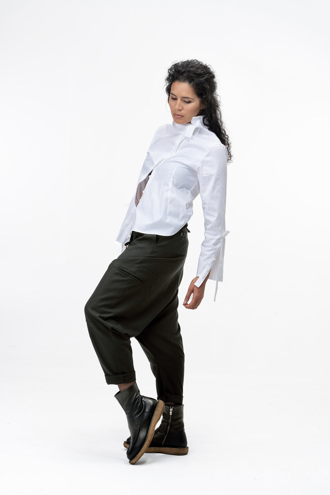 Avant garde Wool Harem Pants with Asymmetrical Details