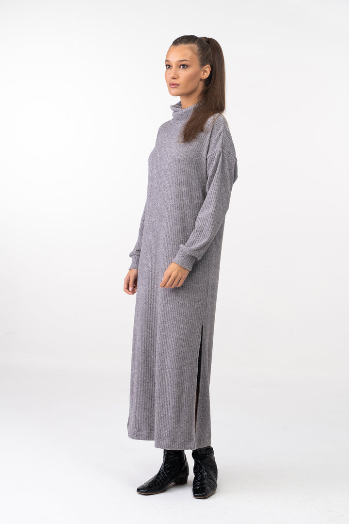 Soft Knit Winter Maxi Dress with Side Slits