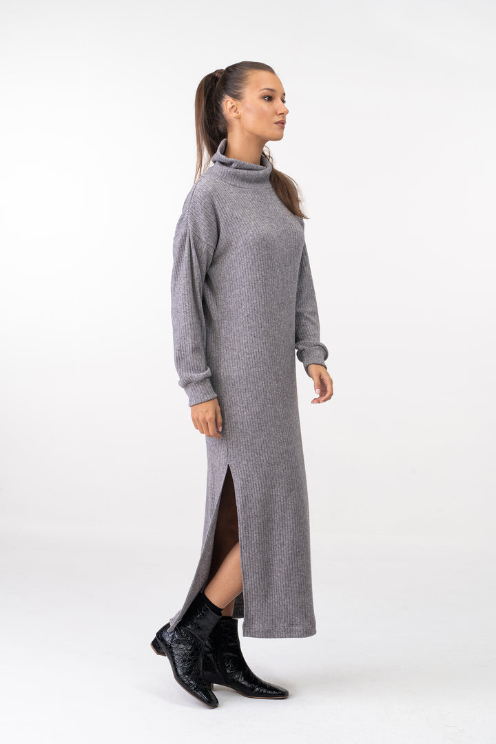 Soft Knit Winter Maxi Dress with Side Slits