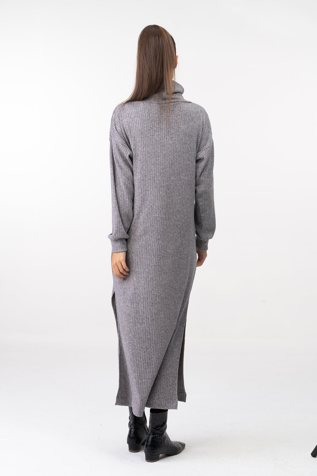 Soft Knit Winter Maxi Dress with Side Slits