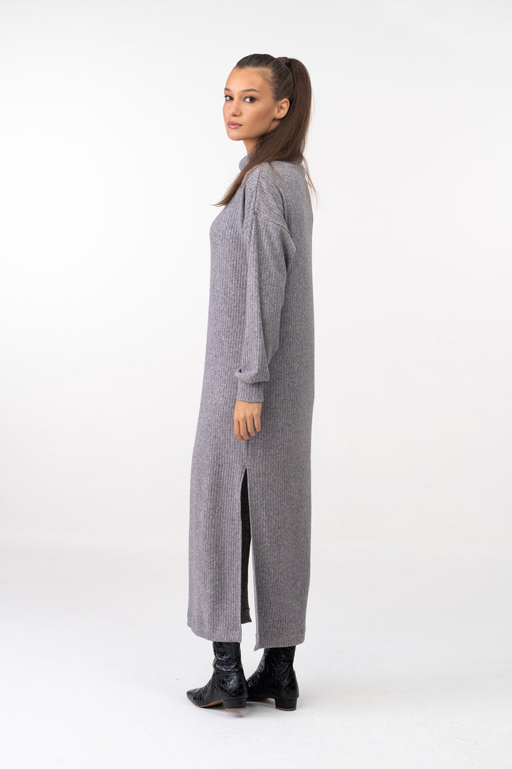 Soft Knit Winter Maxi Dress with Side Slits