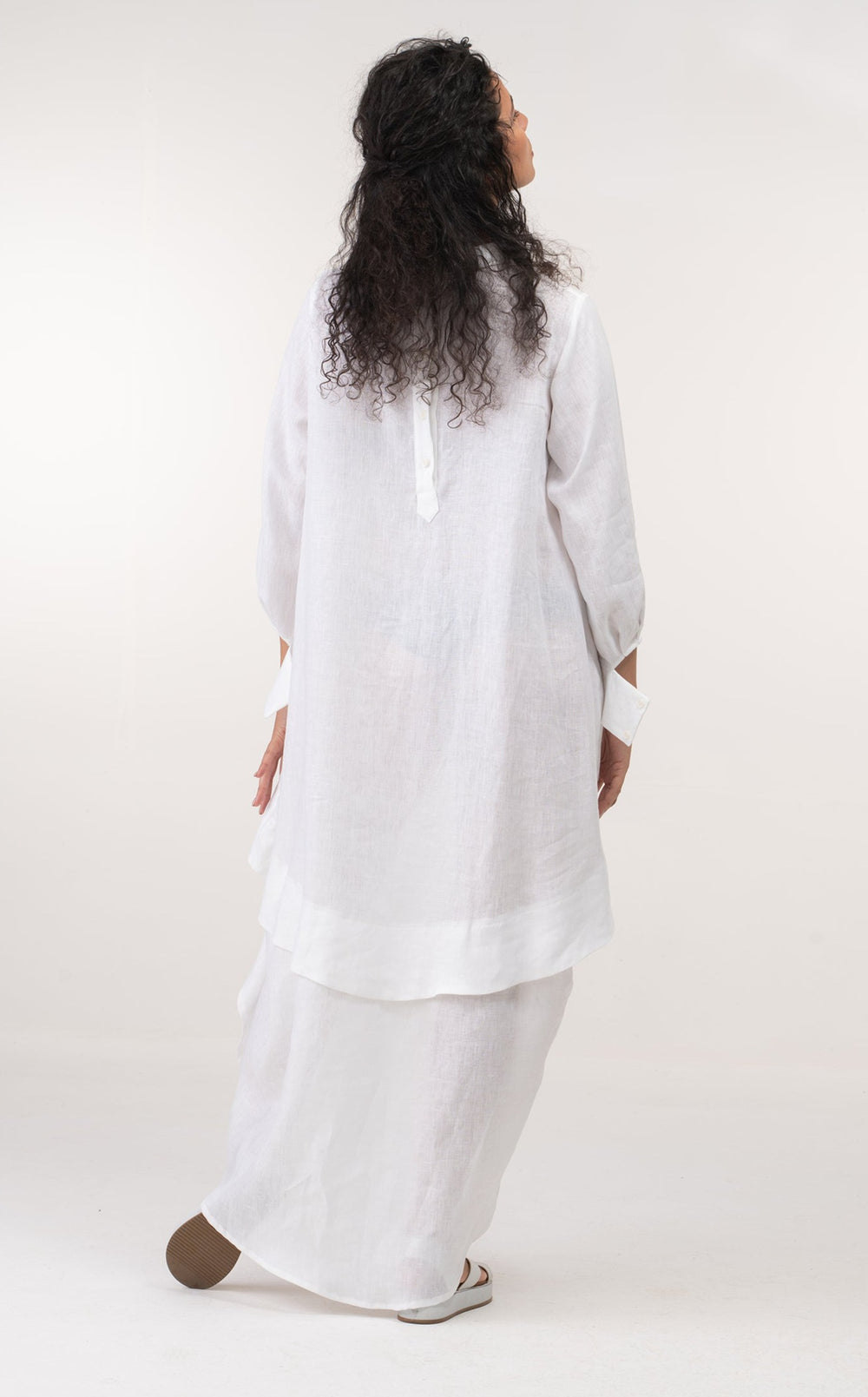 White Asymmetrical Linen Dress
