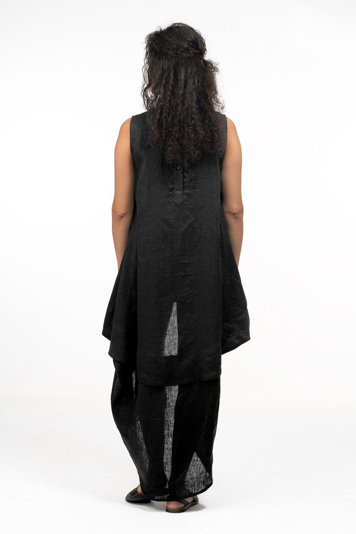 Avant Garde Black Summer Linen Dress