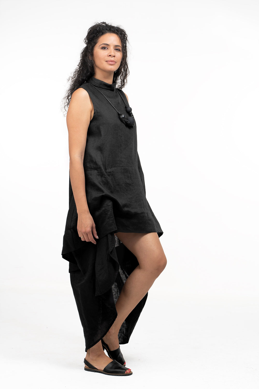 Avant Garde Black Summer Linen Dress