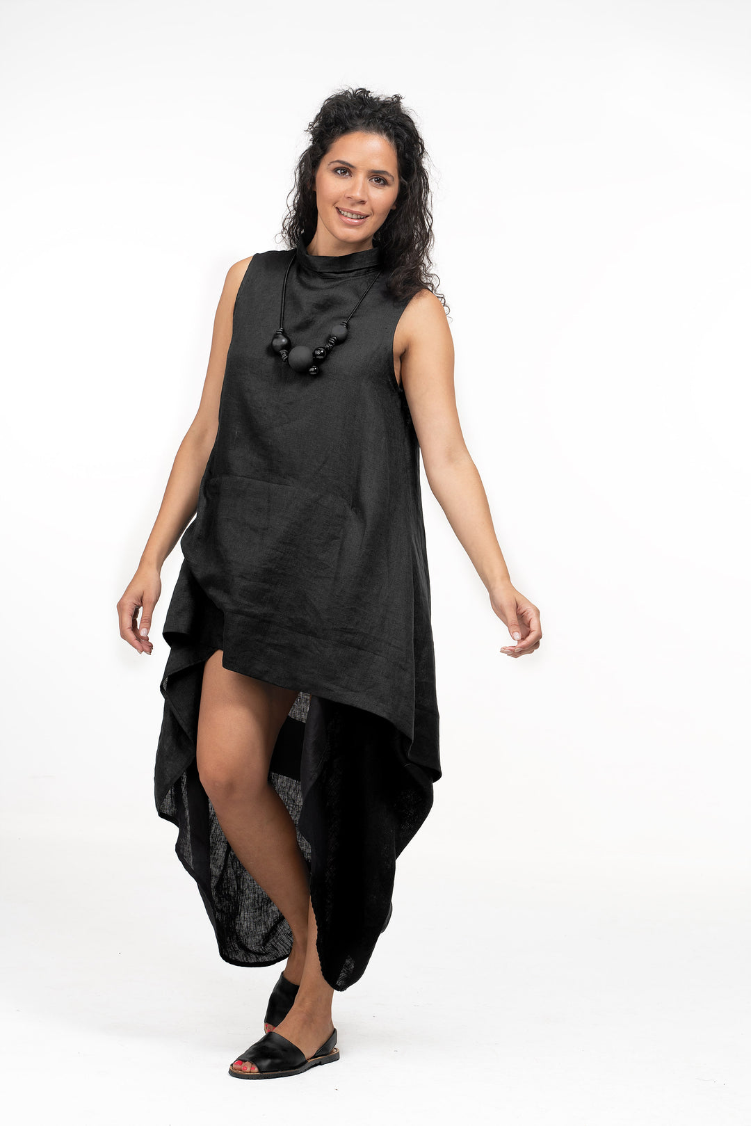 Avant Garde Black Summer Linen Dress