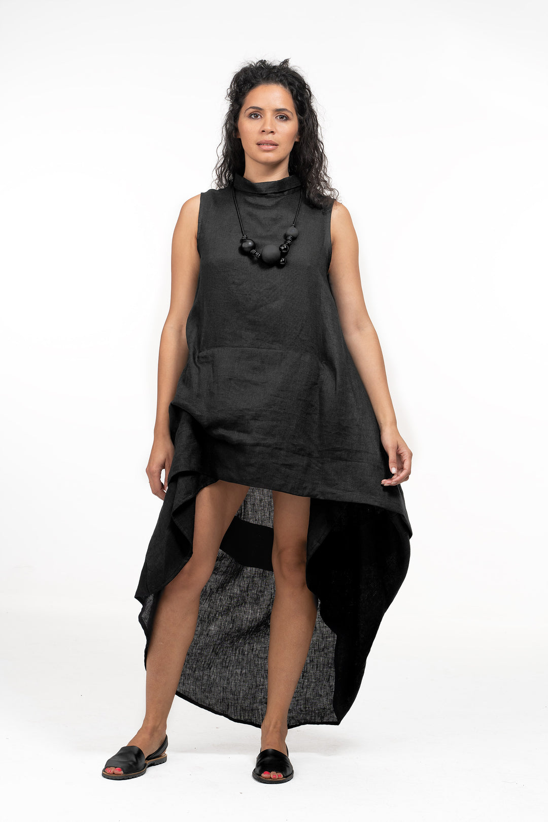 Avant Garde Black Summer Linen Dress