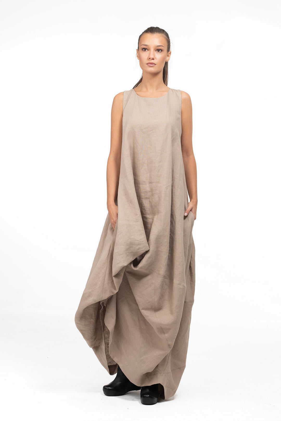 Summer Maxi Boho Linen Balloon Dress | Summer Maxi Dress | Boho Linen Dress XS / Khaki Green Summer Maxi Boho Linen Balloon Dress | Summer Maxi Dress | Boho Linen Dress XS / Khaki Green