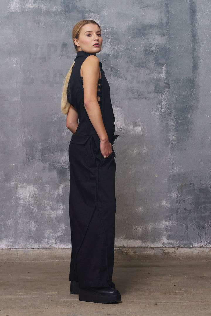 Avant Garde Black Harem Overalls