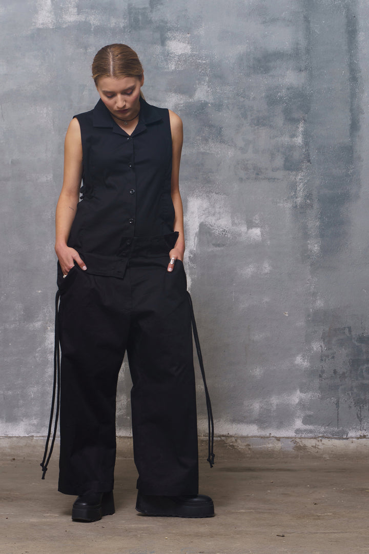 Avant Garde Black Harem Overalls