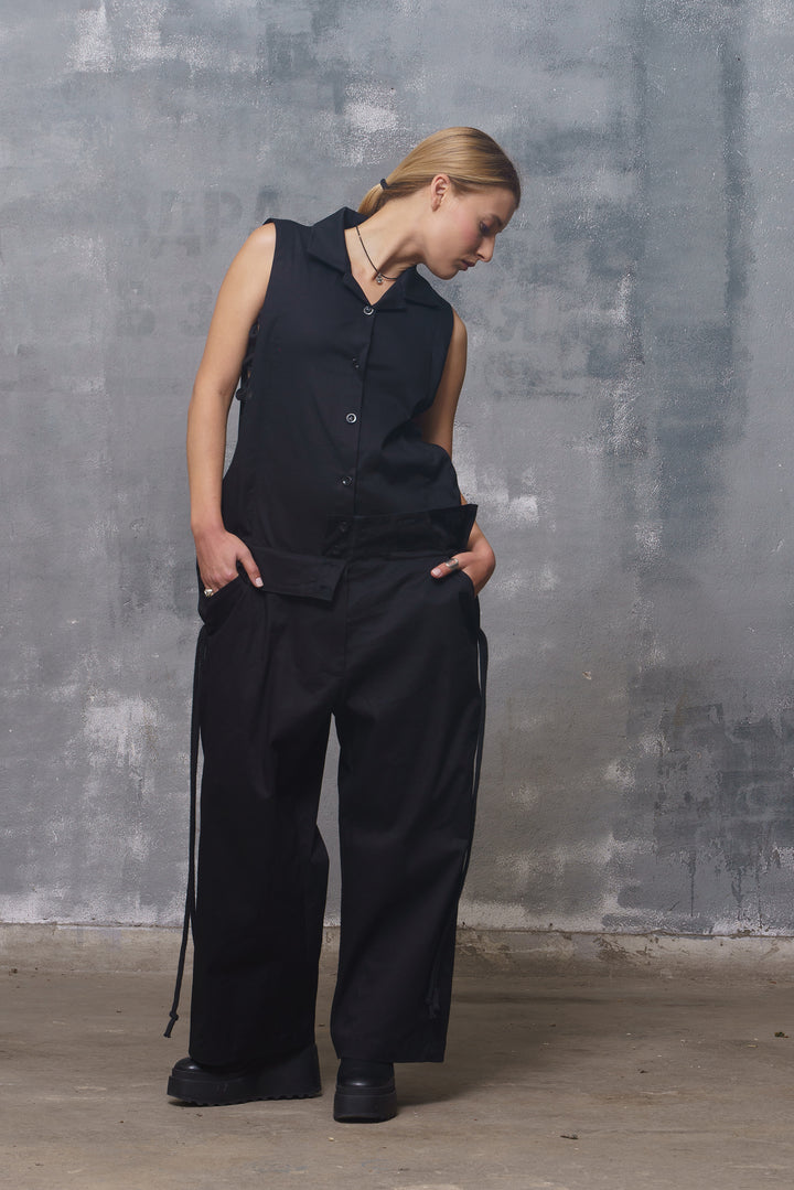 Avant Garde Black Harem Overalls