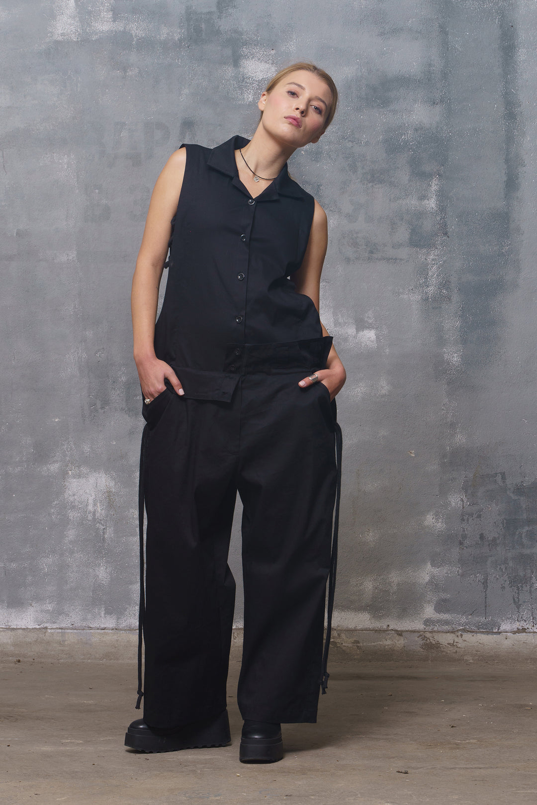 Avant Garde Black Harem Overalls