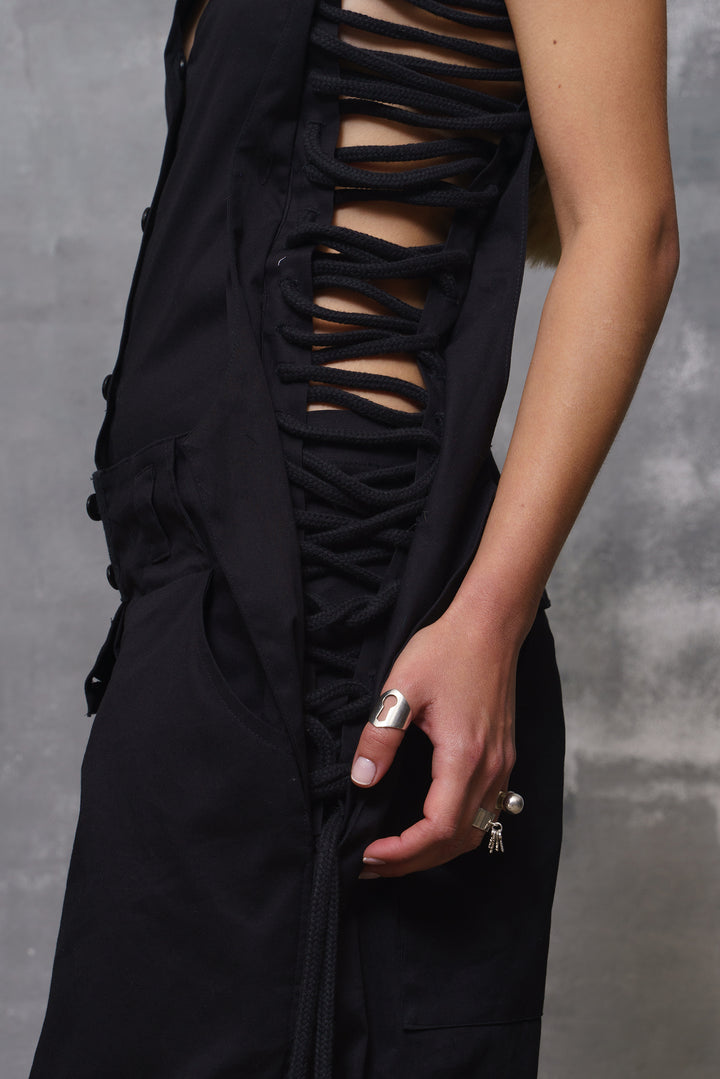 Avant Garde Black Harem Overalls