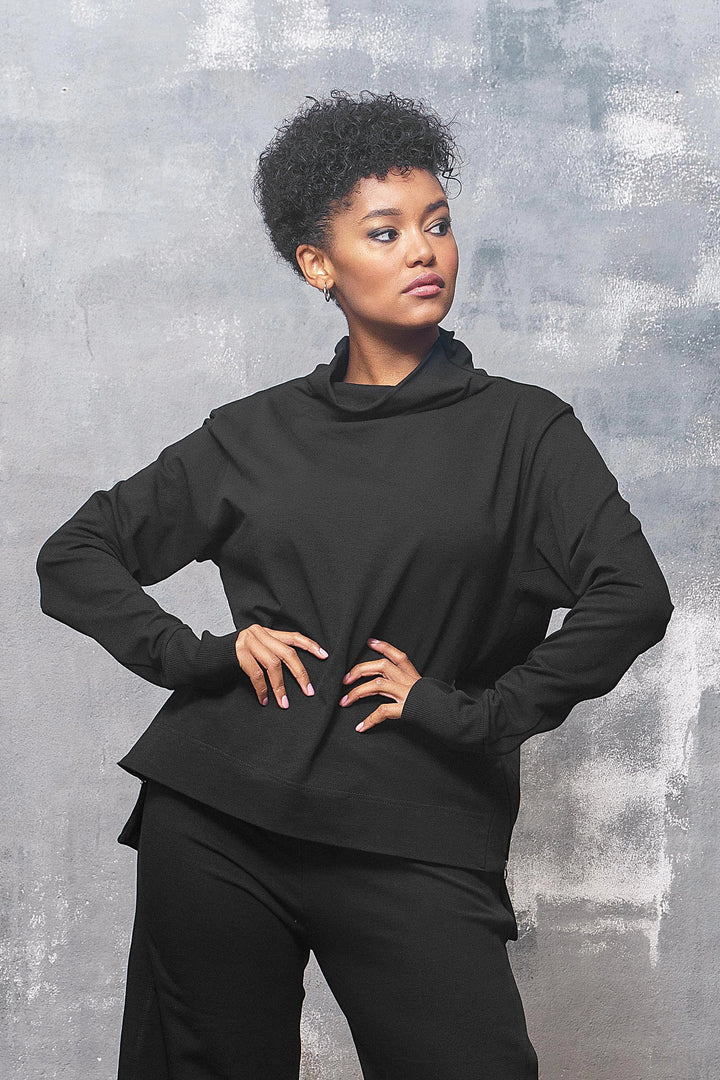 Black Asymmetrical Women's Sweatshirt