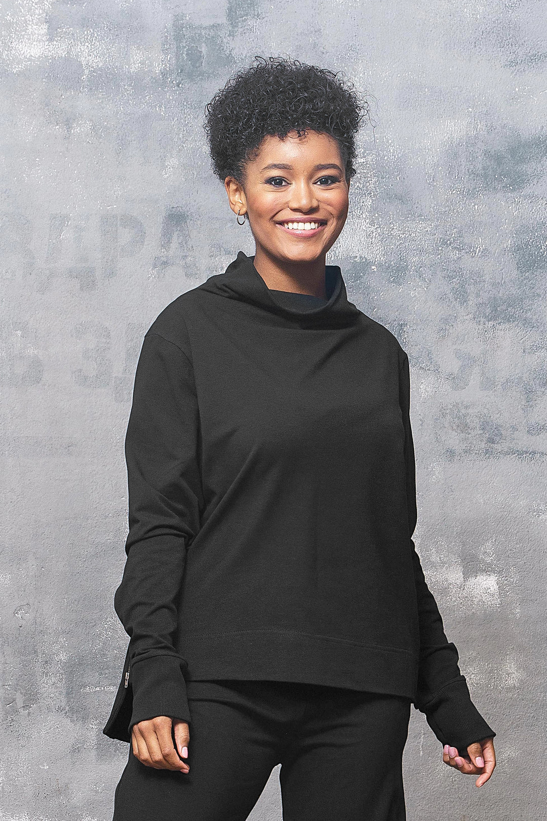 Black Asymmetrical Women's Sweatshirt