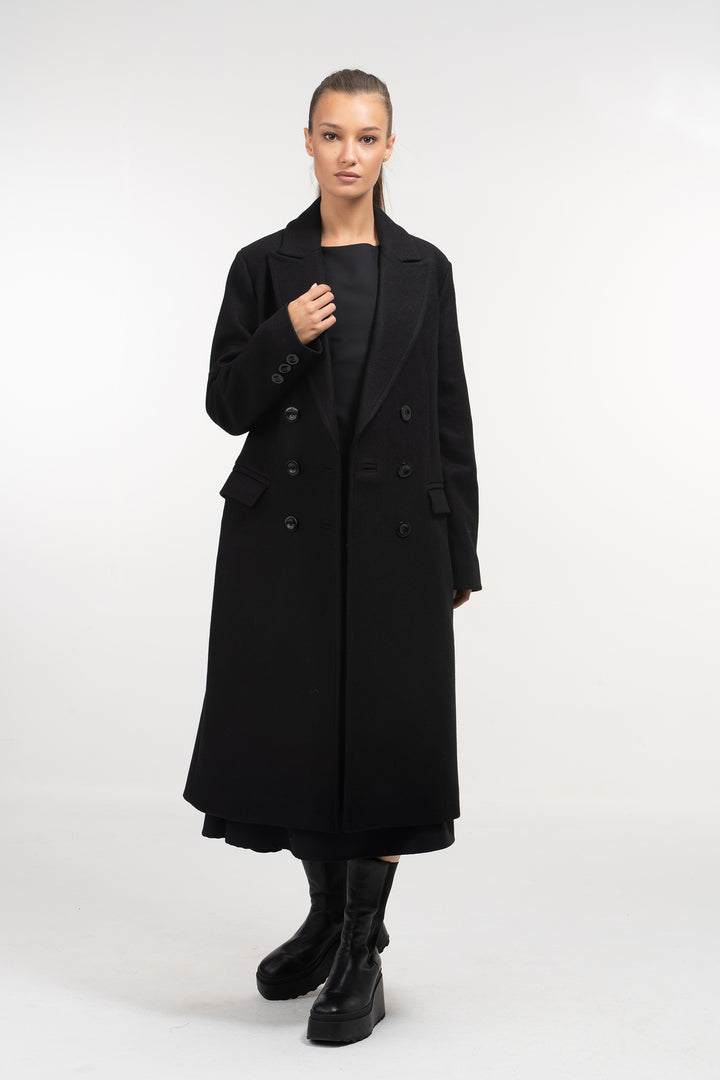 Long Winter Double Breasted Wool Coat for Women