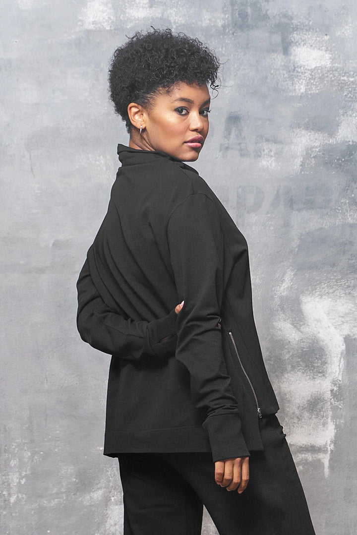 Black Asymmetrical Women's Sweatshirt