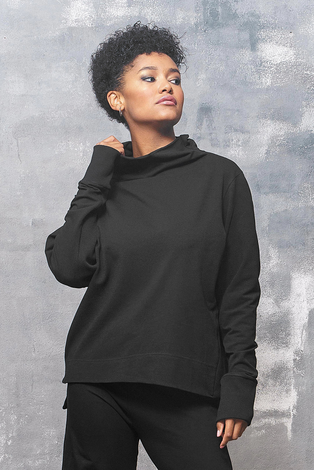 Black Asymmetrical Women's Sweatshirt