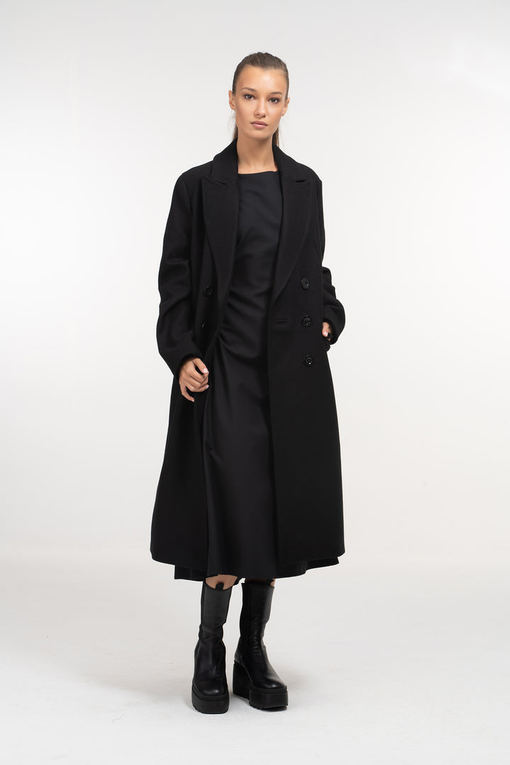 Long Winter Double Breasted Wool Coat for Women