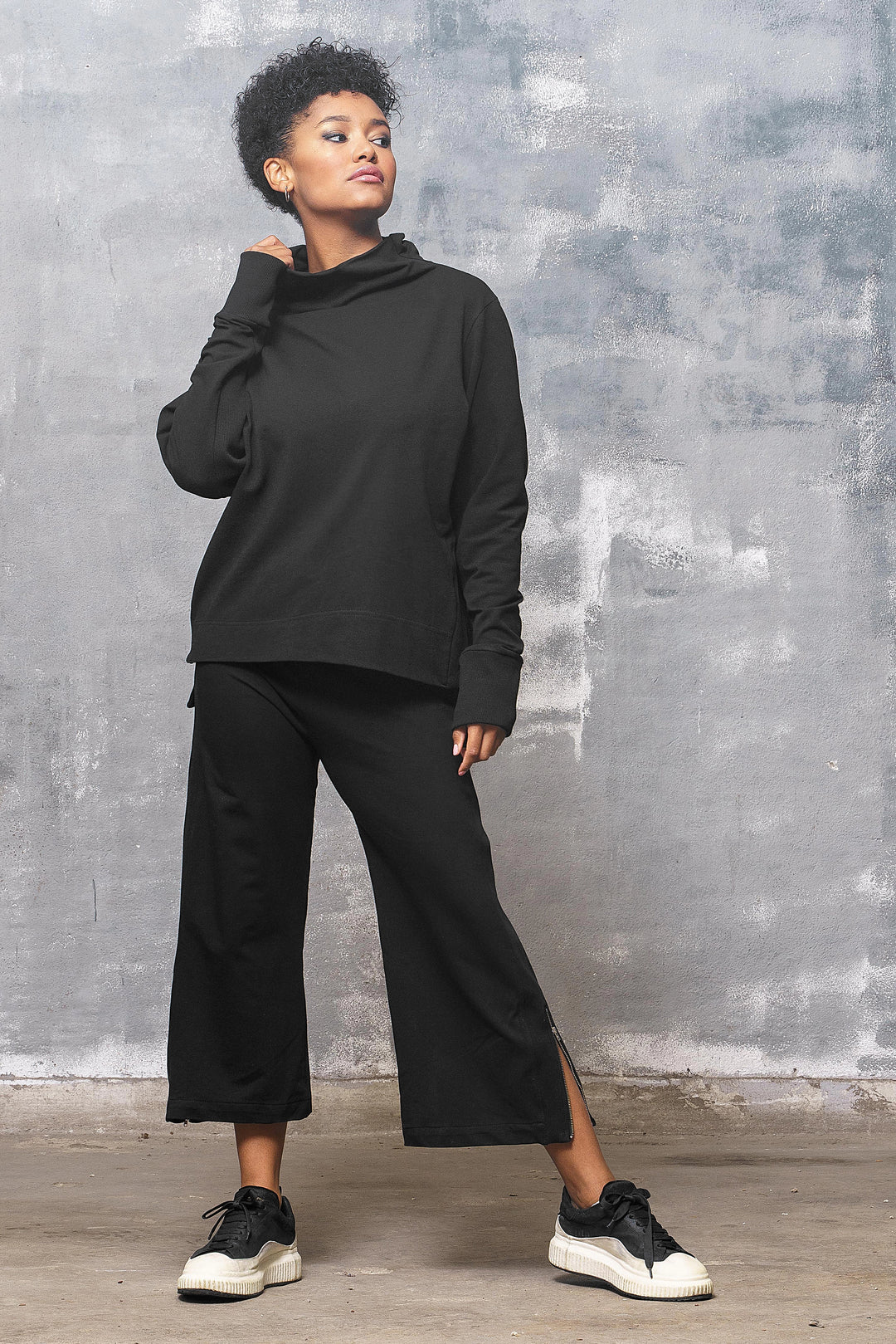 Black Asymmetrical Women's Sweatshirt