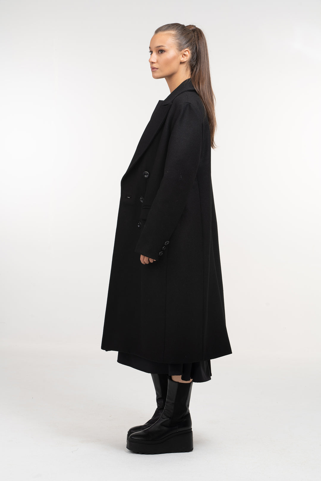 Long Winter Double Breasted Wool Coat for Women