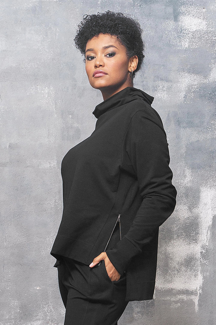 Black Asymmetrical Women's Sweatshirt