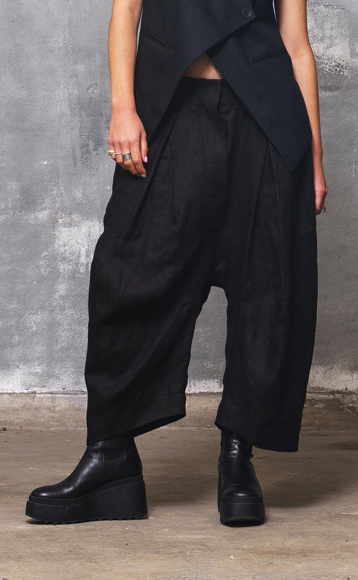 Black Linen Baggy Pants