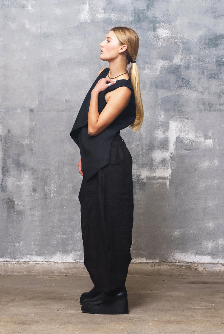 Black Linen Baggy Pants