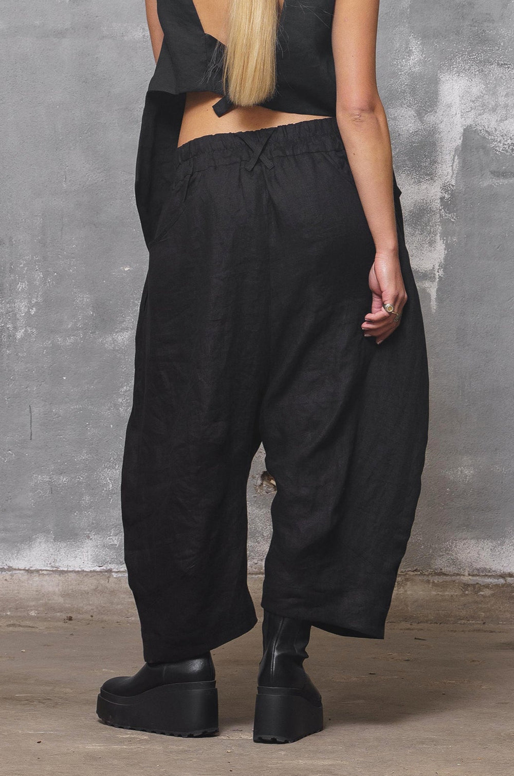 Black Linen Baggy Pants