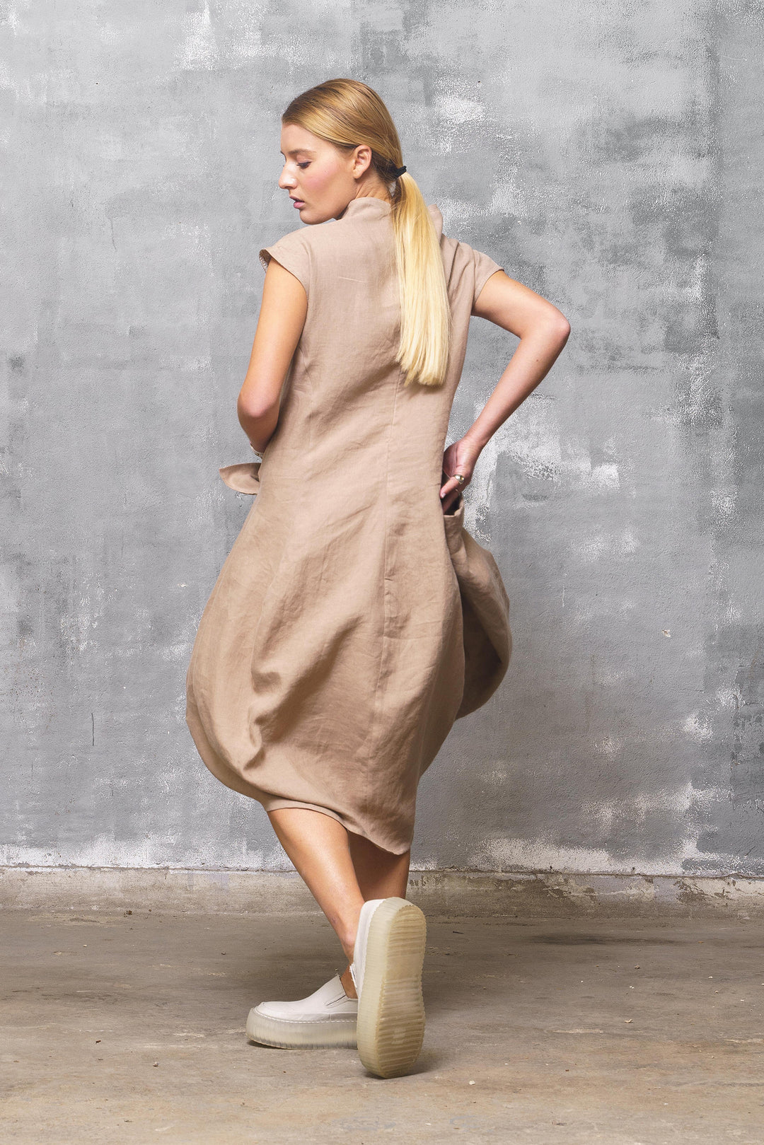 Long Linen Summer Kaftan Dress with Pockets