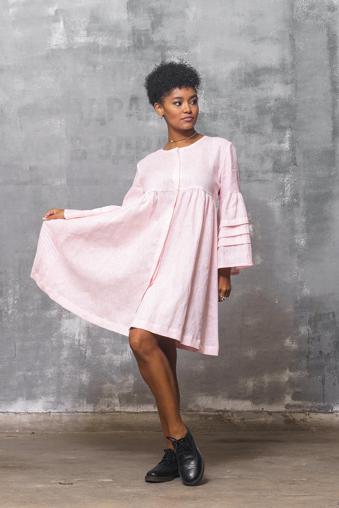 Ash Rose Organic Linen Midi Dress L / Khaki Green