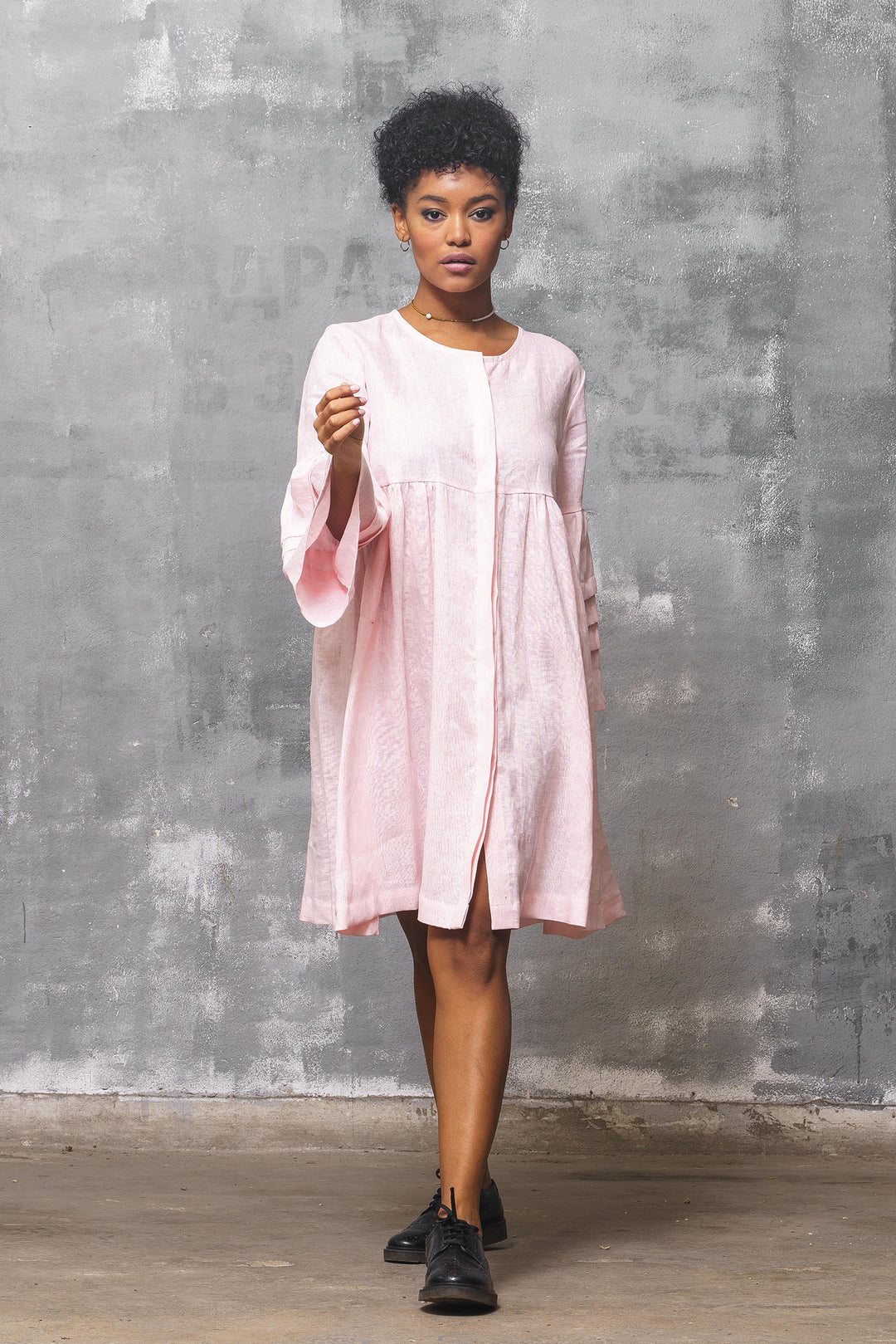 Ash Rose Organic Linen Midi Dress