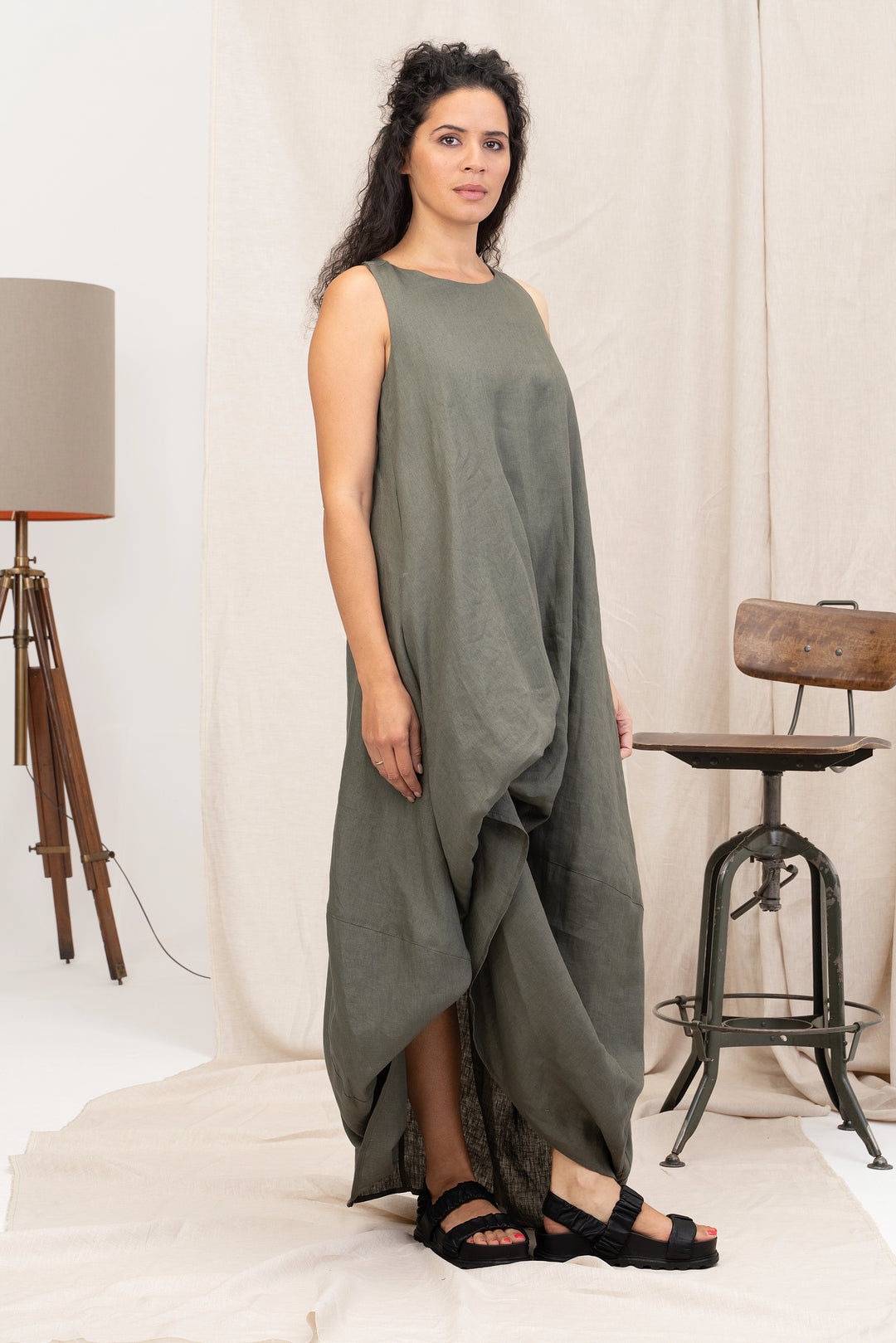 Summer Maxi Boho Linen Balloon Dress