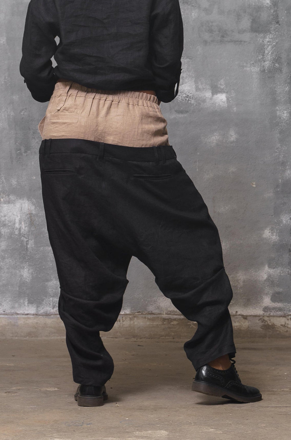 Double Waist Linen Boho Harem Pants